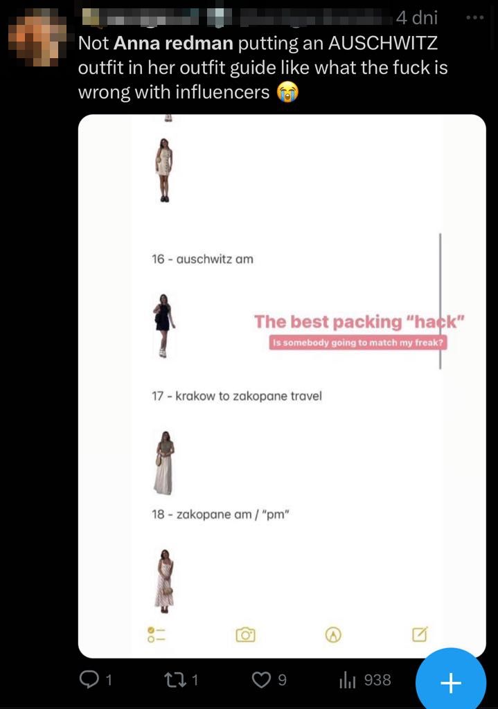 Anna Redman w ogniu krytyki po pokazaniu stylizacji do Auschwitz. Odpowiedziała