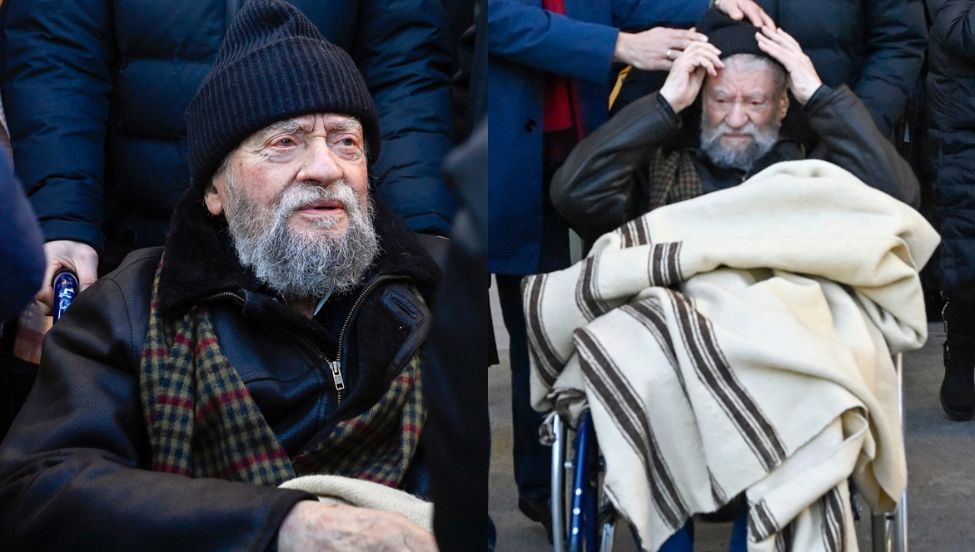 Janusz Michałowski w styczniu 2024 roku na pogrzebie żony