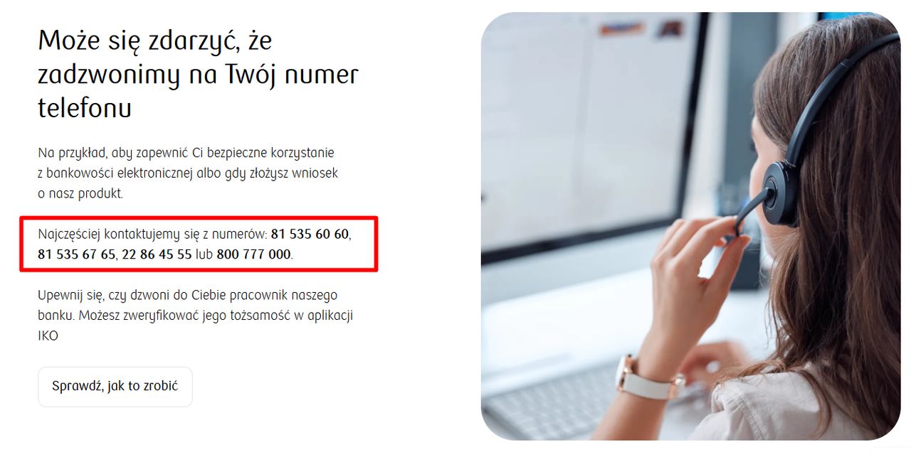 PKO BP informuje o wykorzystaniu numeru 815356765 na stronie