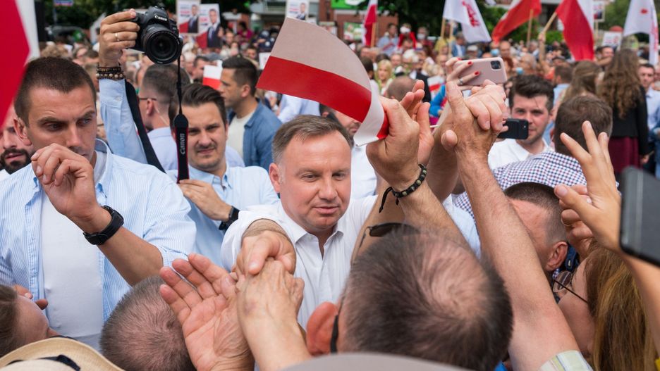 Prezydent Andrzej Duda na wiecu wyborczym. Wybory 2020.