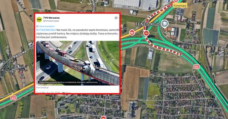 Wielkie utrudnienia na węźle Konotopa. TIR zablokował jedną nitkę