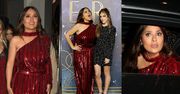 "Wyluzowana" Salma Hayek w widowiskowej sukni Saint Laurent zabiera 14-letnią córkę na after party (ZDJĘCIA)