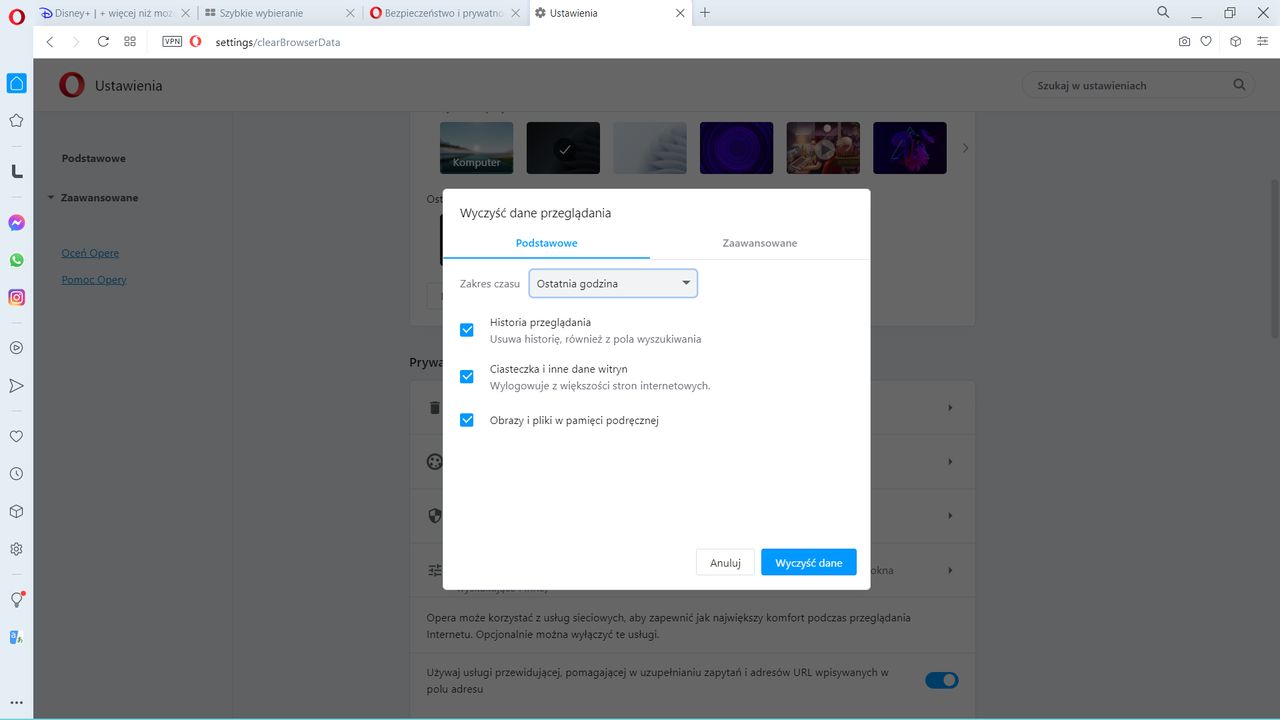 Opera: jak usunąć historię?