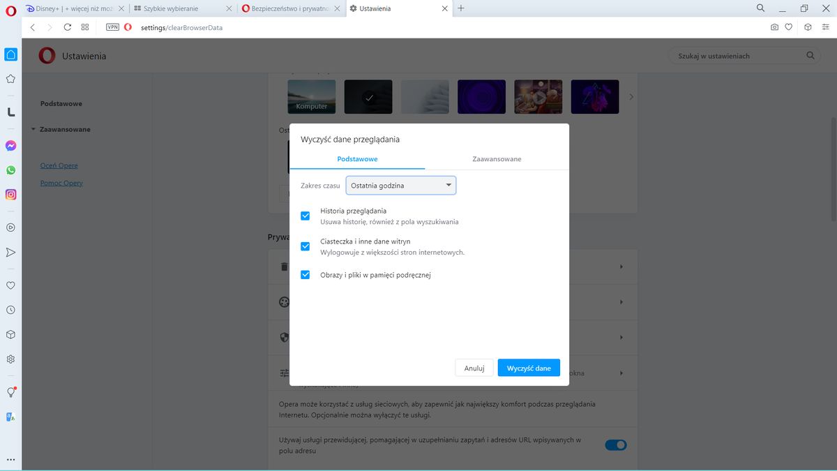 Opera: jak usunąć historię?