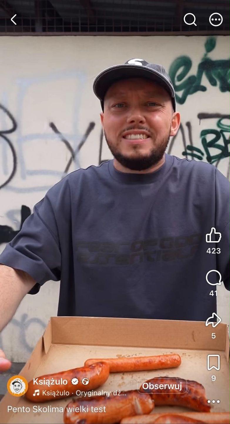 Książulo testuje kiełbasę Skolima