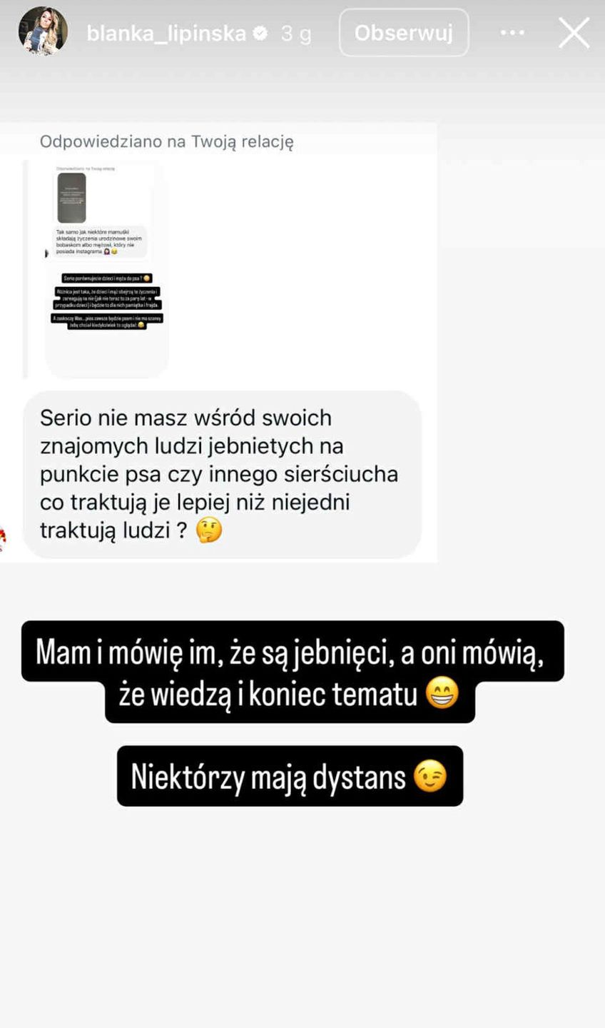 Blanka Lipińska drwi z osób, które składają życzenia psom