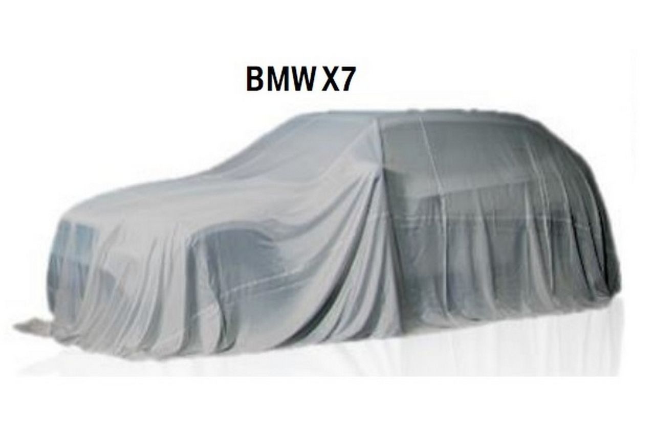 BMW X7 przykryte płachtą - ilustracja z oficjalnej prezentacji producenta.