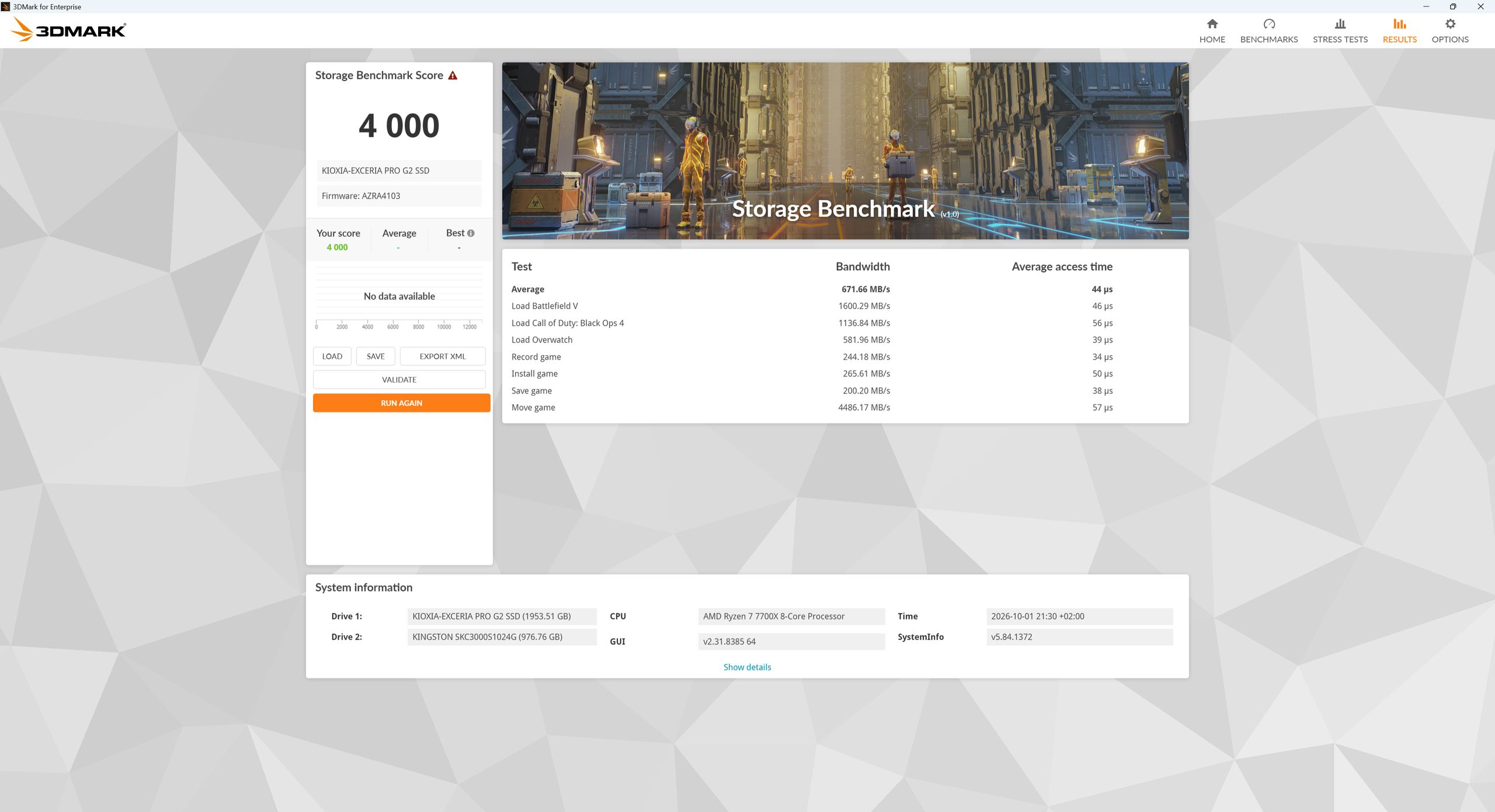 Kioxia Exceria Pro G2 2 TB - wydajność w 3DMark