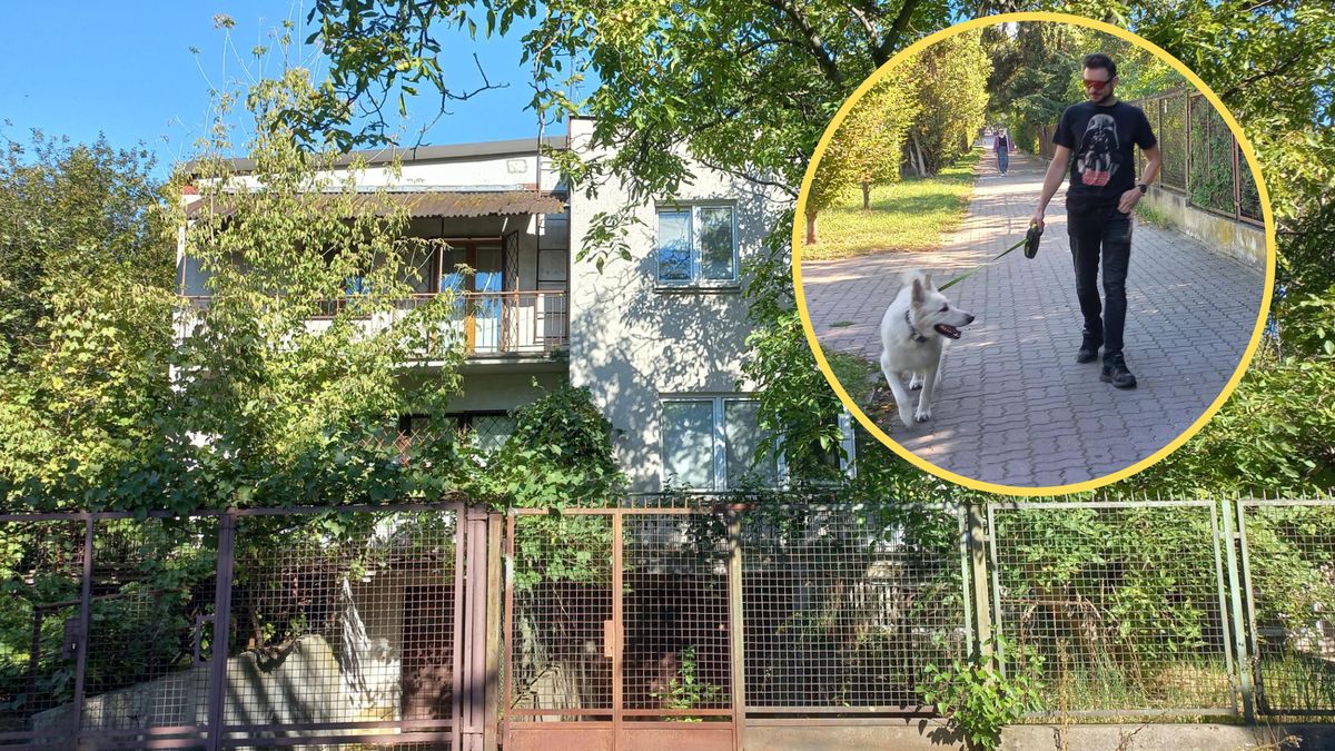 Pan Rafał na Żoliborzu mieszka od 3 lat. W tle: lewa strona budynku, gdzie mieszka prezes PiS i prawa - przeznaczona na sprzedaż