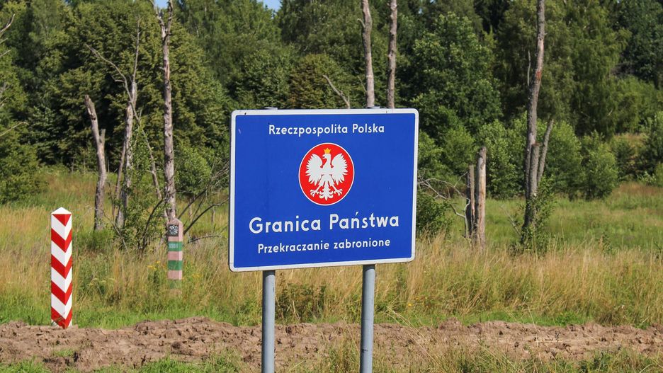 Znak na granicy Polski z obwodem kaliningradzkim
