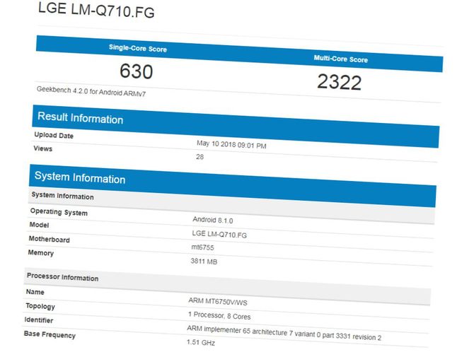 LG Q7 w bazie Geekbench