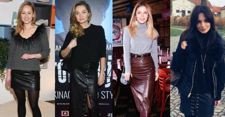 Sweter do skórzanej spódnicy - stylizacje gwiazd