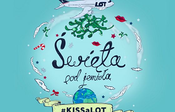 Czułości pod jemiołą bożonarodzeniowo reklamują LOT (wideo)
