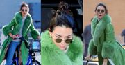 Kendall Jenner świętuje 23. urodziny w wielkim, zielonym płaszczu