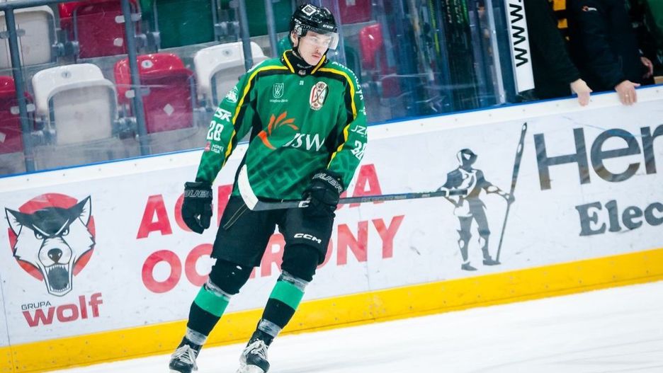 Szymon Kiełbicki, napastnik JKH GKS Jastrzębie (fot. Łukasz Długosz)