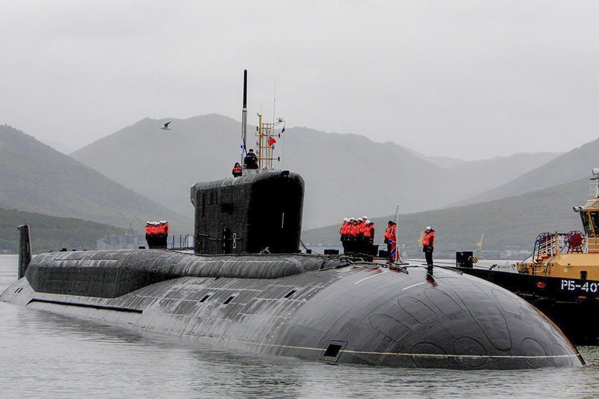 Borei-class submarine carrying missiles with nuclear warheads