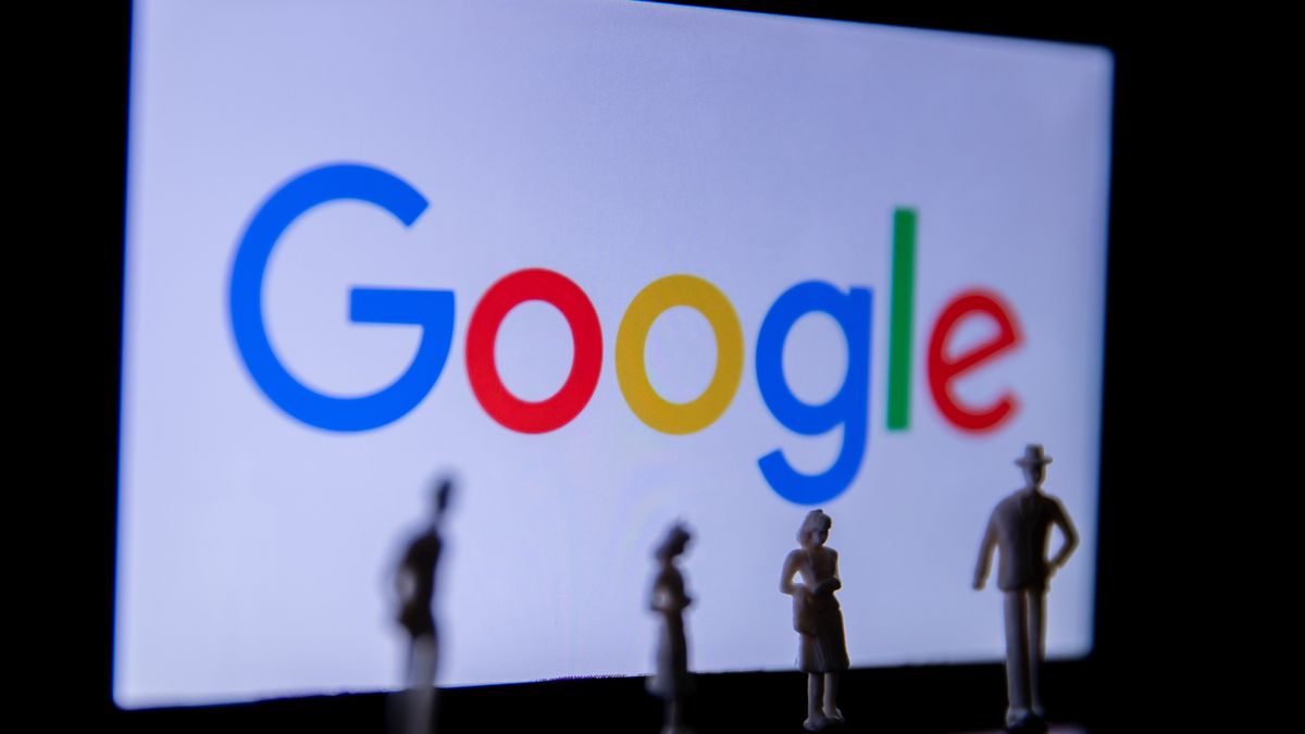 ANKARA, TURKIYE - SEPTEMBER 18: In this photo illustration, silhouette of person icons in front of the logo of Google displayed on the screen in Ankara, Turkiye on September 18, 2023. (Photo by Didem Mente/Anadolu Agency via Getty Images)