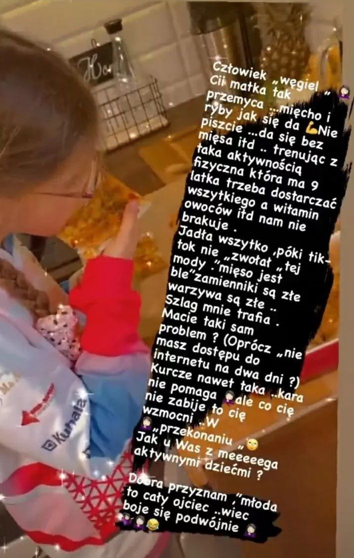 Justyna Żyła krytykuje dietę wegetariańską