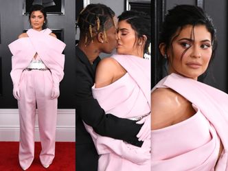 Kylie Jenner w DZIWACZNYM stroju tuli się do Travisa Scotta na czerwonym dywanie Grammy 2019 (ZDJĘCIA)