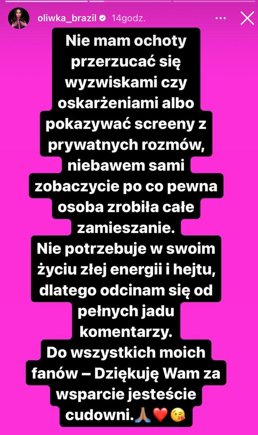 Oliwka Brazil okradła Gosię Andrzejewicz? Jest komentarz raperki