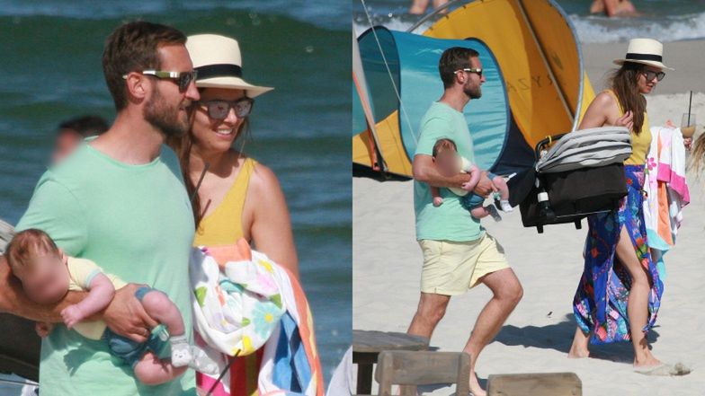 Anna Czartoryska na plaży w Juracie z mężem i czwartym dzieckiem