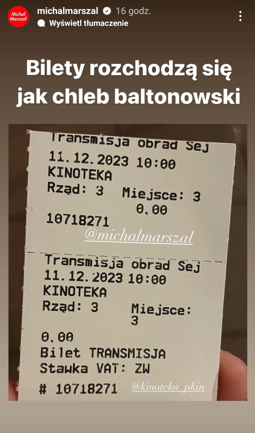 bilety na obrady Sejmu