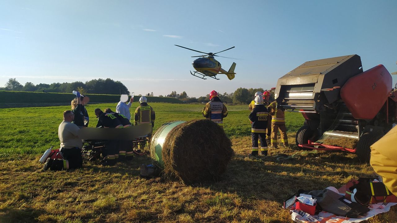 Potworny wypadek w Lubstówku. Maszyna wciągnęła rolnika