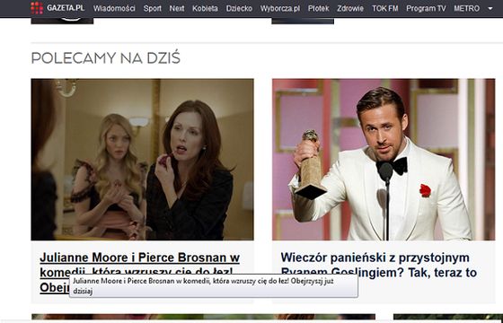 Onet i Gazeta.pl promują się wzajemnie na stronach głównych