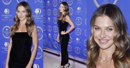 Anna Lewandowska odsłania umięśnione ramiona w czarnej kreacji na gali "Kobieca marka roku"