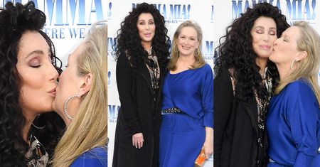 Czułe pocałunki Cher i Meryl Streep na premierze "Mamma Mia 2"...
