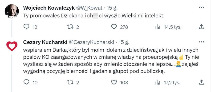 Ciąg dalszy kłótni między Kowalczykiem a Kucharskim