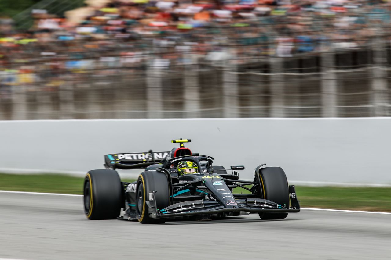 Lewis Hamilton podczas GP Hiszpanii 2023