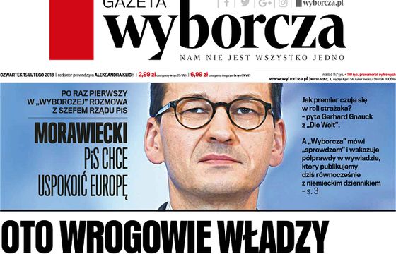 „Gazeta Wyborcza” z wywiadem z Mateuszem Morawieckim udzielonym „Die Welt”: żarty dziennikarzy, oburzenie rzeczniczki PiS