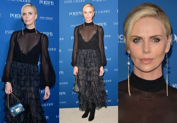 Posągowa Charlize Theron odsłania dekolt w sukni Giambattista Valli