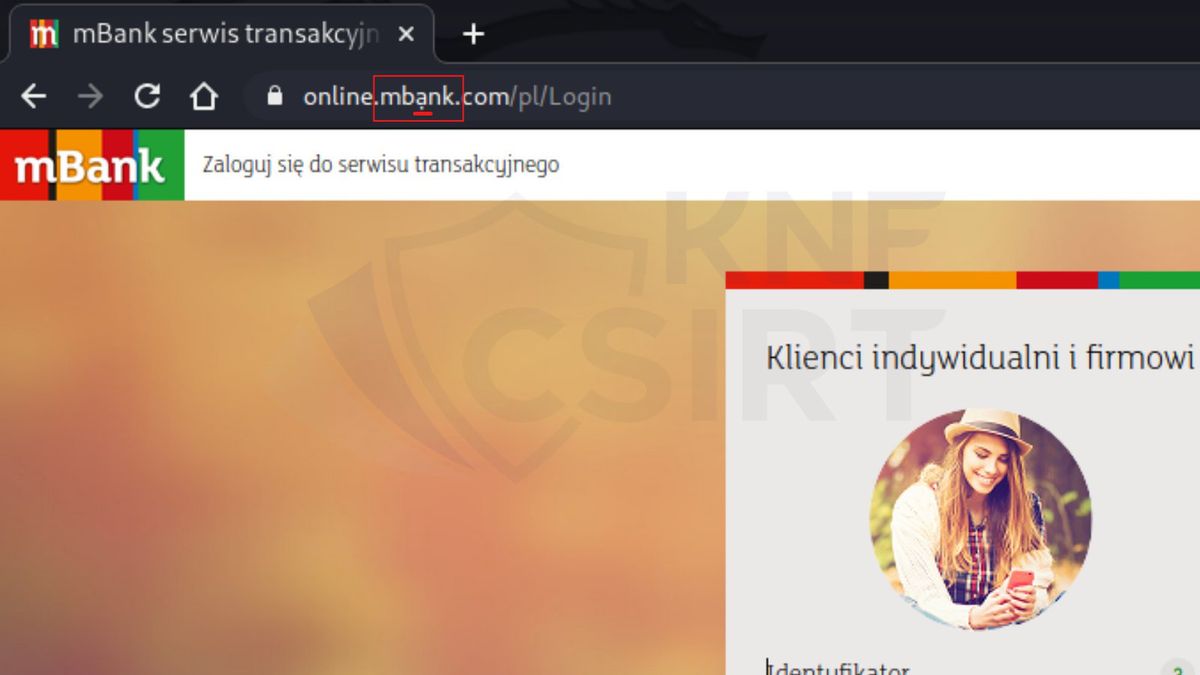 Fałszywa strona mBanku 