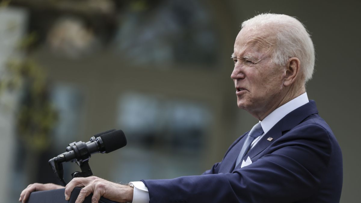 WASHINGTON, DC - APRIL 11: President Joe Biden speaks on measures to combat gun crime from the Rose Garden of the White House in Washington, DC on April 11, 2022.(Photo by Oliver Contreras/For The Washington Post via Getty Images)