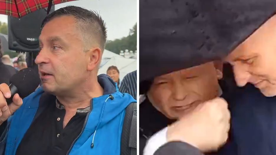 Aktywista mówił, że został uderzony przez Jarosława Kaczyńskiego