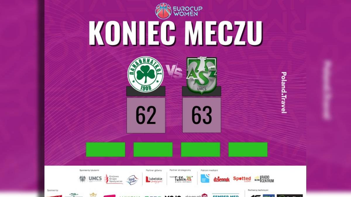 grafika Panathinaikos - Polski Cukier AZS UMCS Lublin 62:63