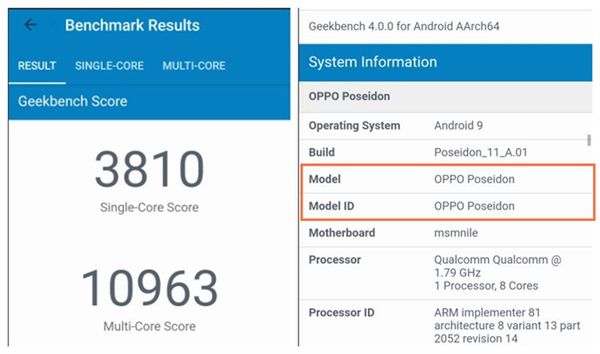 OPPO Poseidon w bazie Geekbench