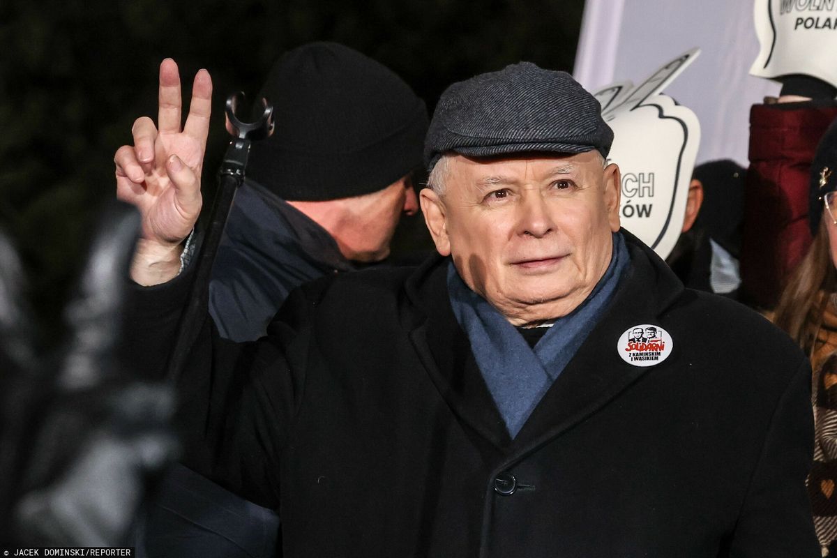 Jarosław Kaczyński podczas "Protestu Wolnych Polaków"