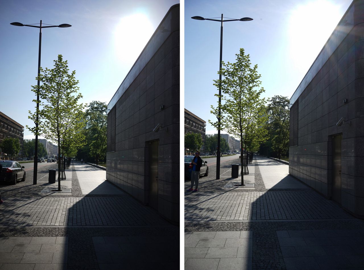 Zdjęcia pod ostre słońce przy przysłonach f/2,8 i f/11. Efekty dla pośrednich otworów przysłony prezentują się identycznie jak lewe ujęcie.© Paweł Baldwin