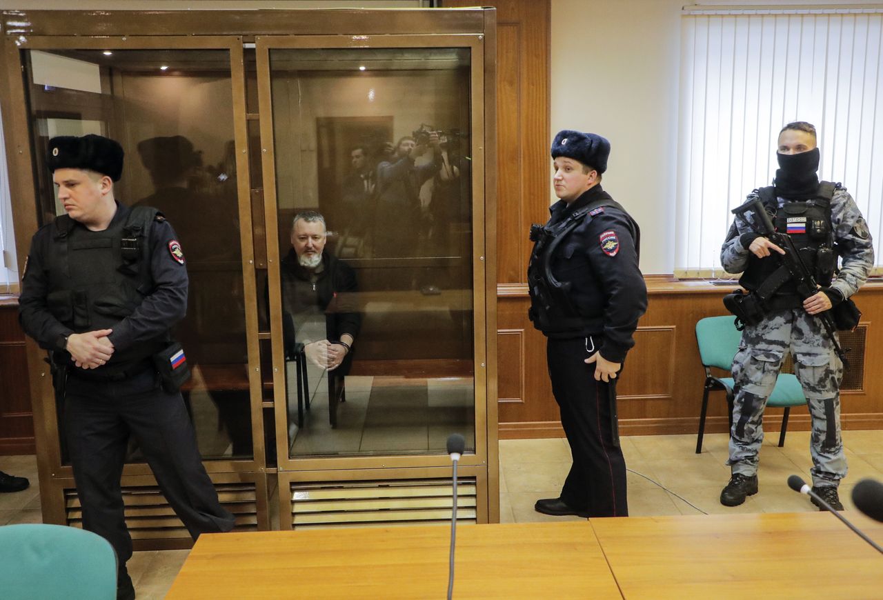 The former first Minister of Defense of the Donetsk People's Republic, Igor Striełkow (Girkin), in the Moscow City Court in Moscow.