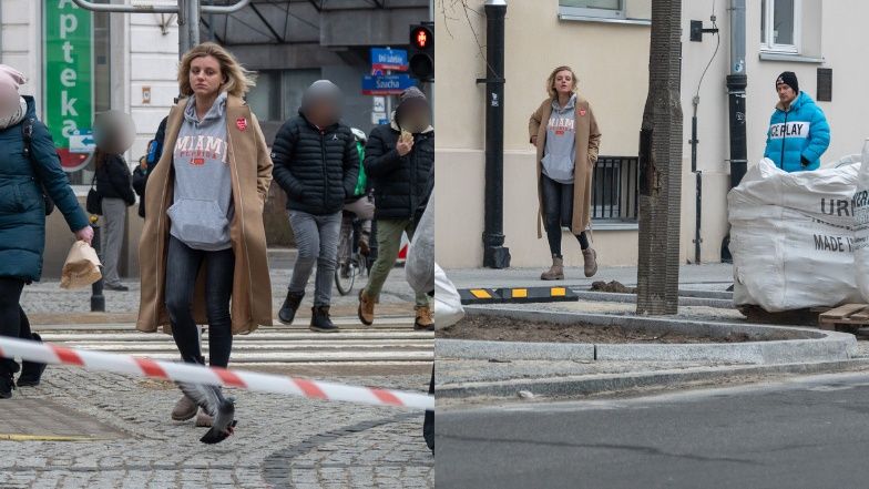 Piotr Stramowski i jego ukochana wychodzą z restauracji osobno