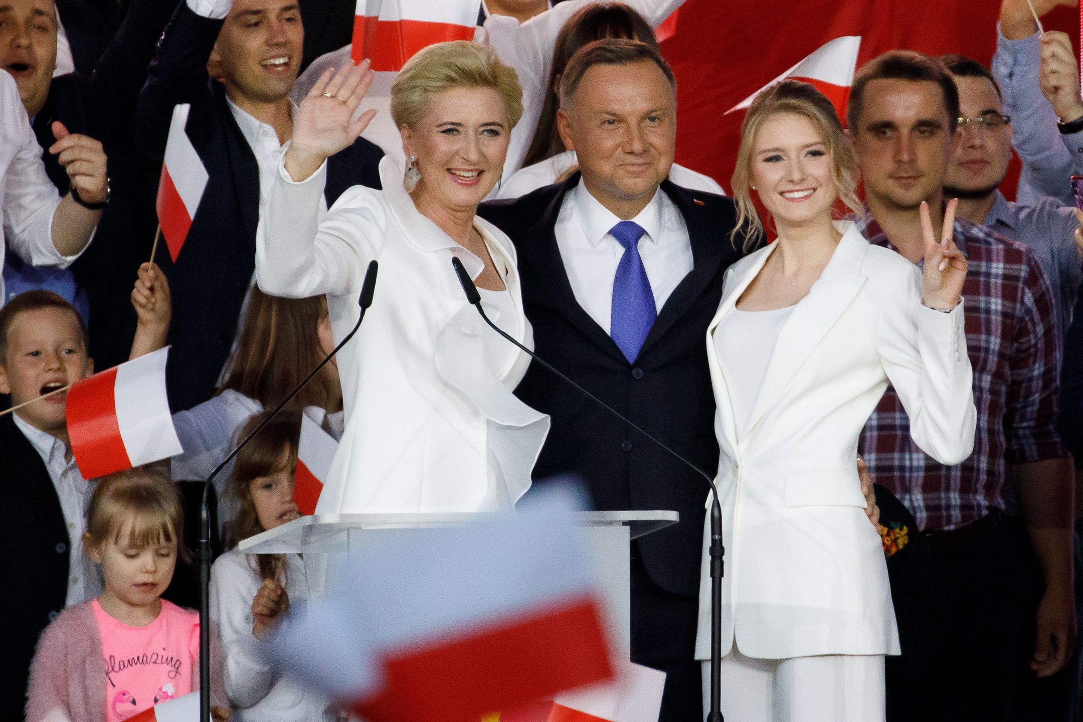 Andrzej Duda z żoną i córką