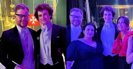 Jeremi Sebastian Kulczyk-Lubomirski bryluje na Balu Debiutantów w towarzystwie mamy, ojca, macochy i sióstr