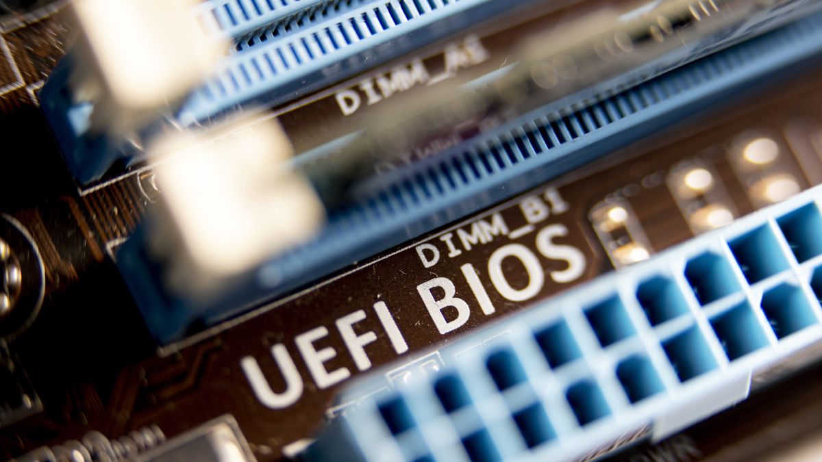 ANTALYA, TURKEY - FEBRUARY 15: In this illustration photo UEF BIOS motherboard is seen in Antalya, Turkey on February 15, 2021. (Photo by Mustafa Ciftci/Anadolu Agency via Getty Images)
