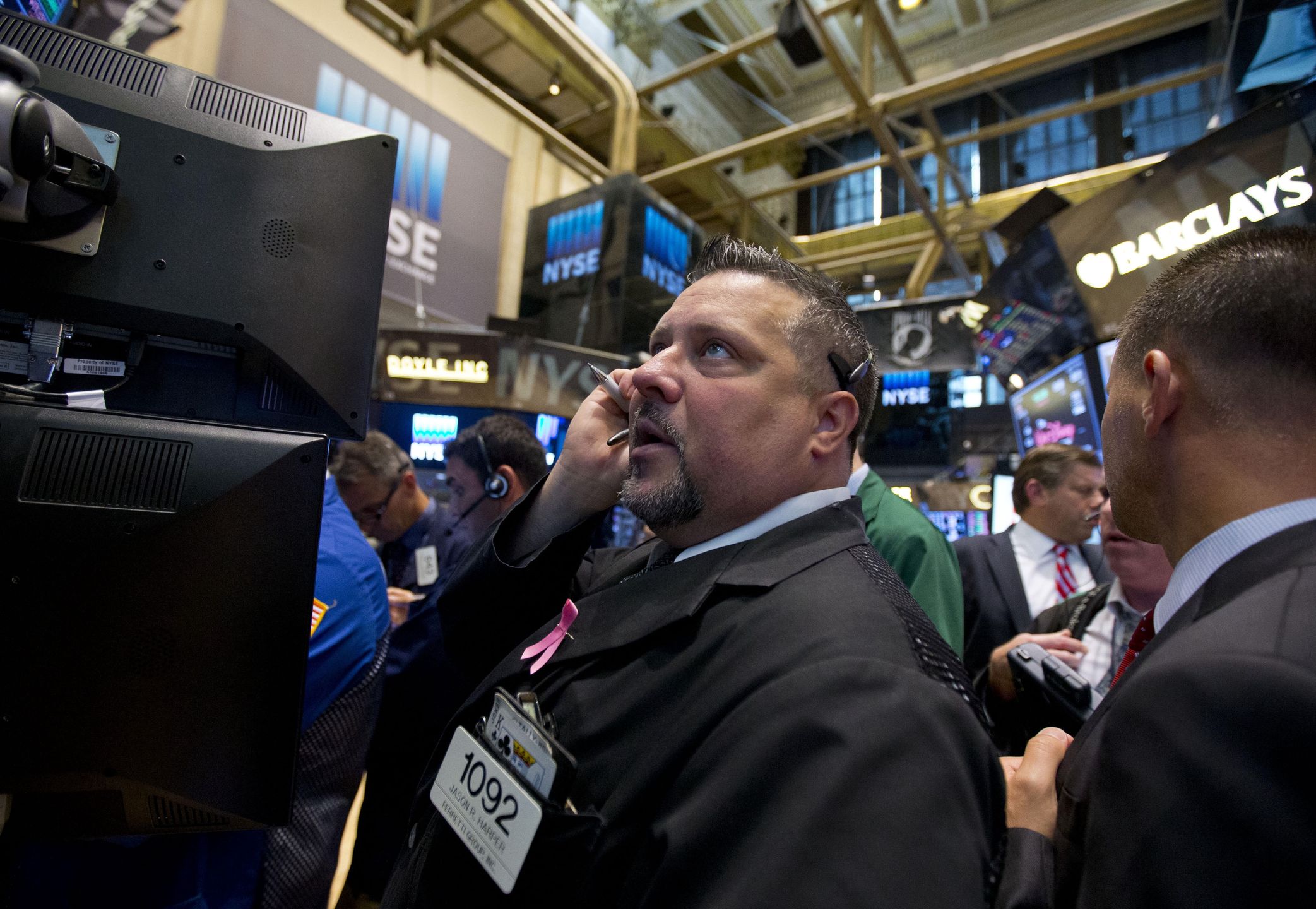 Traders At The NYSE React To Malaysian Airliner Crash In Ukraine
Traders work on the floor of the New York Stock Exchange (NYSE) in New York, U.S., on Thursday, July 17, 2014. U.S. stocks fell while Treasuries rallied with gold after the crash of a passenger jet in Ukraine sparked demand for haven assets on concerns tensions may escalate. Sanctions against Russia intended to curb violence in the region sent European markets lower. Photographer: Jin Lee/Bloomberg via Getty Images
Bloomberg
AMERICA; AMERICAS; NORTH AMERIC, DISASTER; ACCIDENT, EARN; EARNS; EARNINGS, MARKET; EXCHANGE, NORTH; NORTHEAST; US, S&P; STANDARD & POOR, TRADE; TRADERS; TRADING
