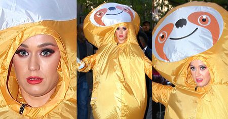 Katy Perry zwiedza Nowy Jork w stroju wielkiego leniwca