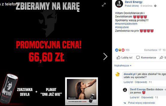 Producent Devil Energy Drink sprzedaje plakaty z reklamą, za którą został ukarany przez sąd