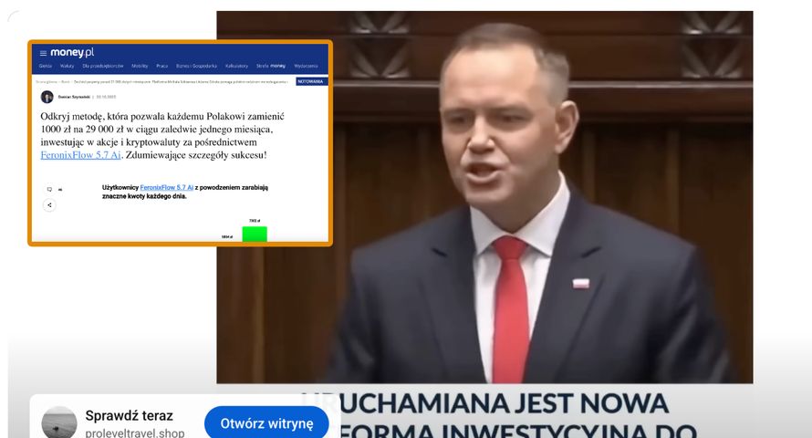 Oszuści wykorzystali w reklamie Nawrockiego i Money.pl. Policja rozkłada ręce